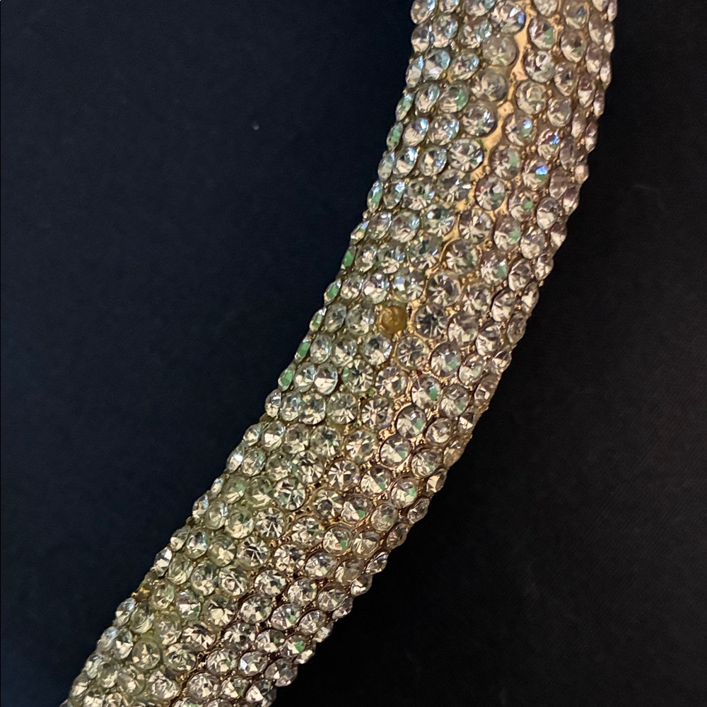 Vintage Unique Snake Collar Gold-tone Statement Necklace with Crystal Accents - Picture 6 of 6